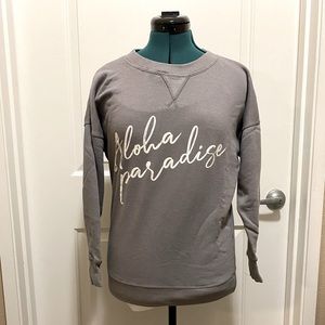 gray “aloha paradise” lightweight sweatshirt